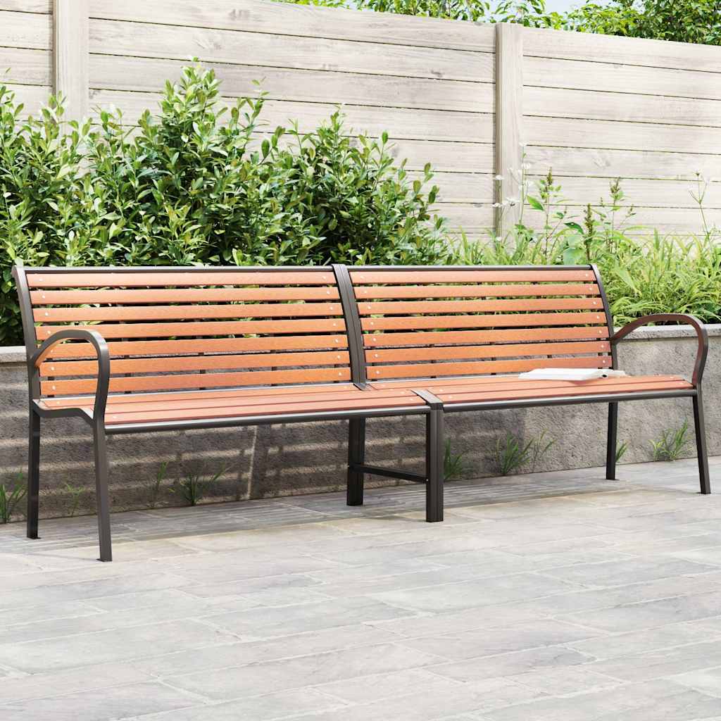 Gartenbank Braun 231 cm Holz & Pulverbeschichteter Stahl
