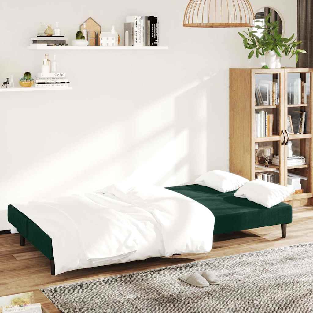 Schlafsofa 2-Sitzer Dunkelgrün Samt