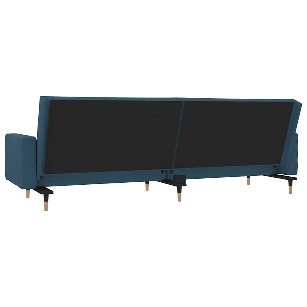 Schlafsofa 2-Sitzer mit 2 Kissen Blau Samt