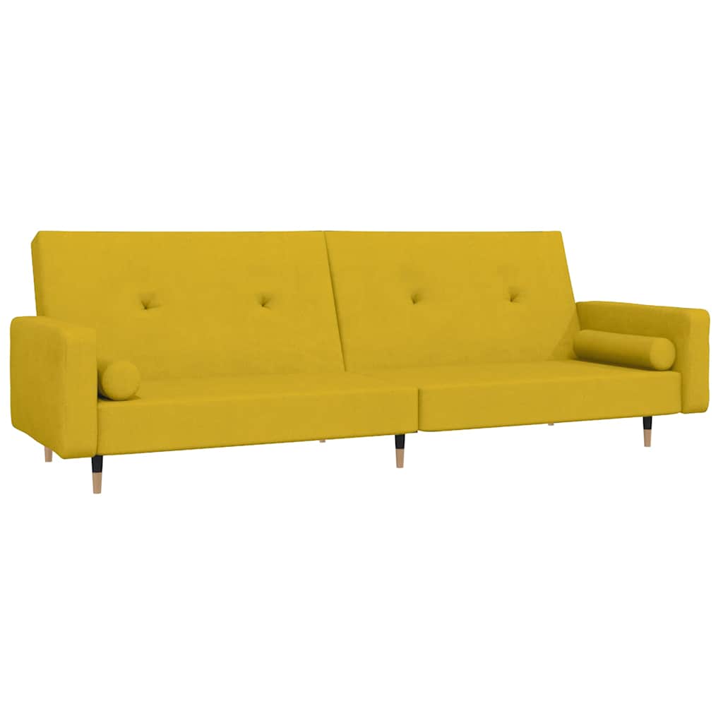 Schlafsofa 2-Sitzer mit 2 Kissen Gelb Samt