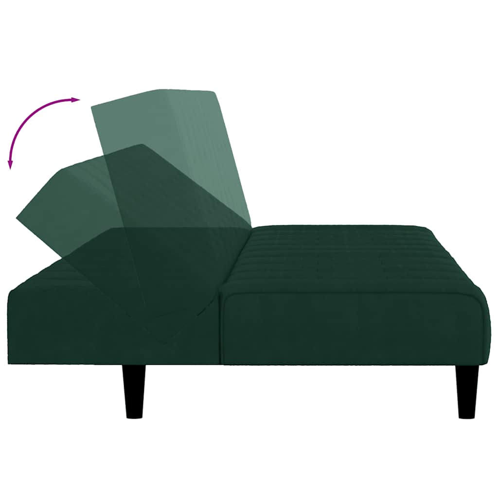 Schlafsofa 2-Sitzer Dunkelgrün Samt