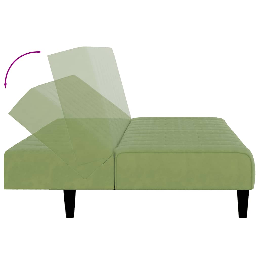 Schlafsofa 2-Sitzer Hellgrün Samt