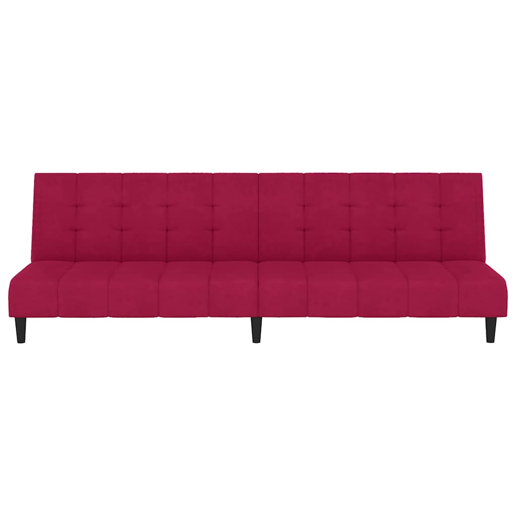 Schlafsofa 2-Sitzer Weinrot Samt