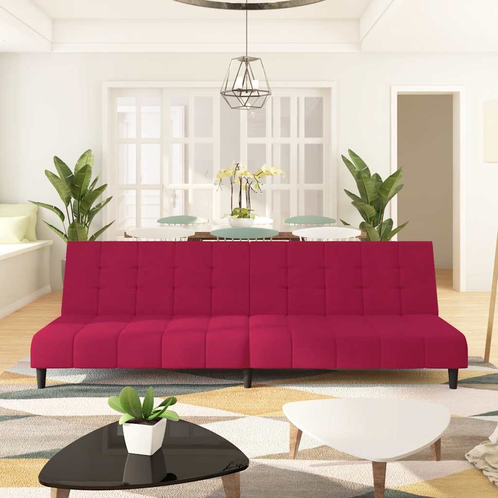 Schlafsofa 2-Sitzer Weinrot Samt