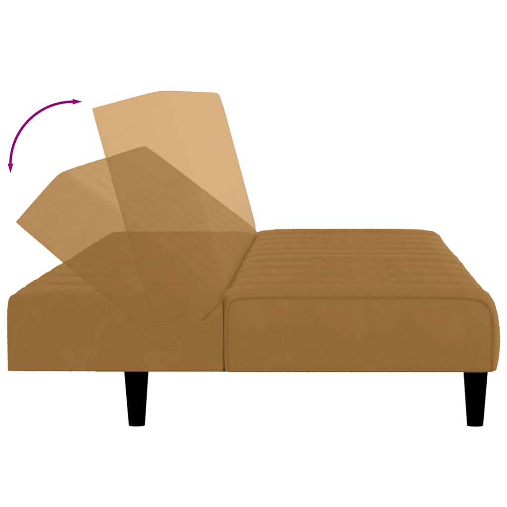 Schlafsofa 2-Sitzer Braun Samt
