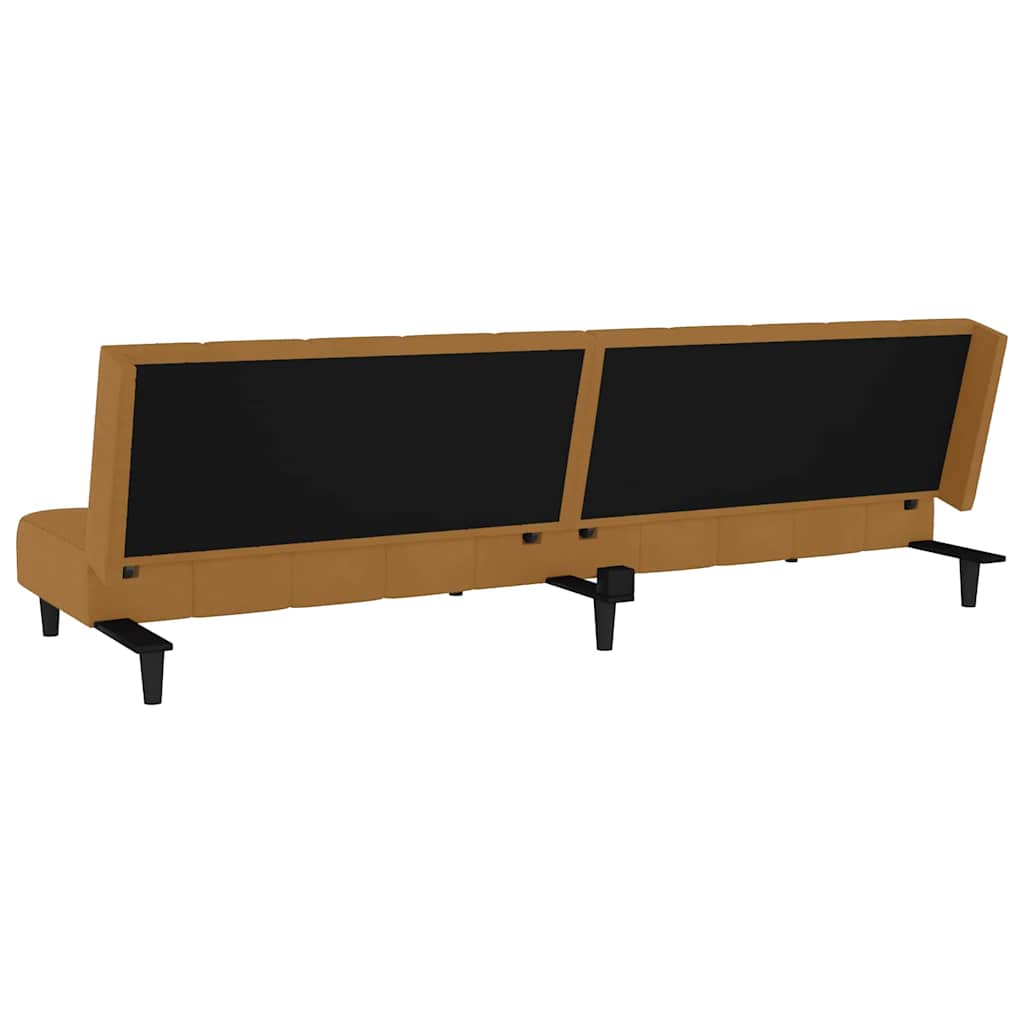 Schlafsofa 2-Sitzer Braun Samt