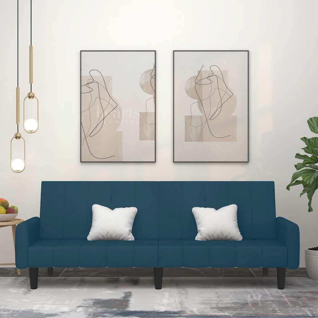 Schlafsofa 2-Sitzer Blau Samt
