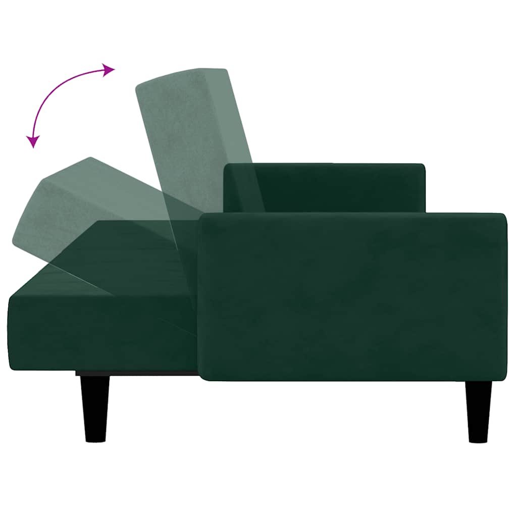 Schlafsofa 2-Sitzer Dunkelgrün Samt