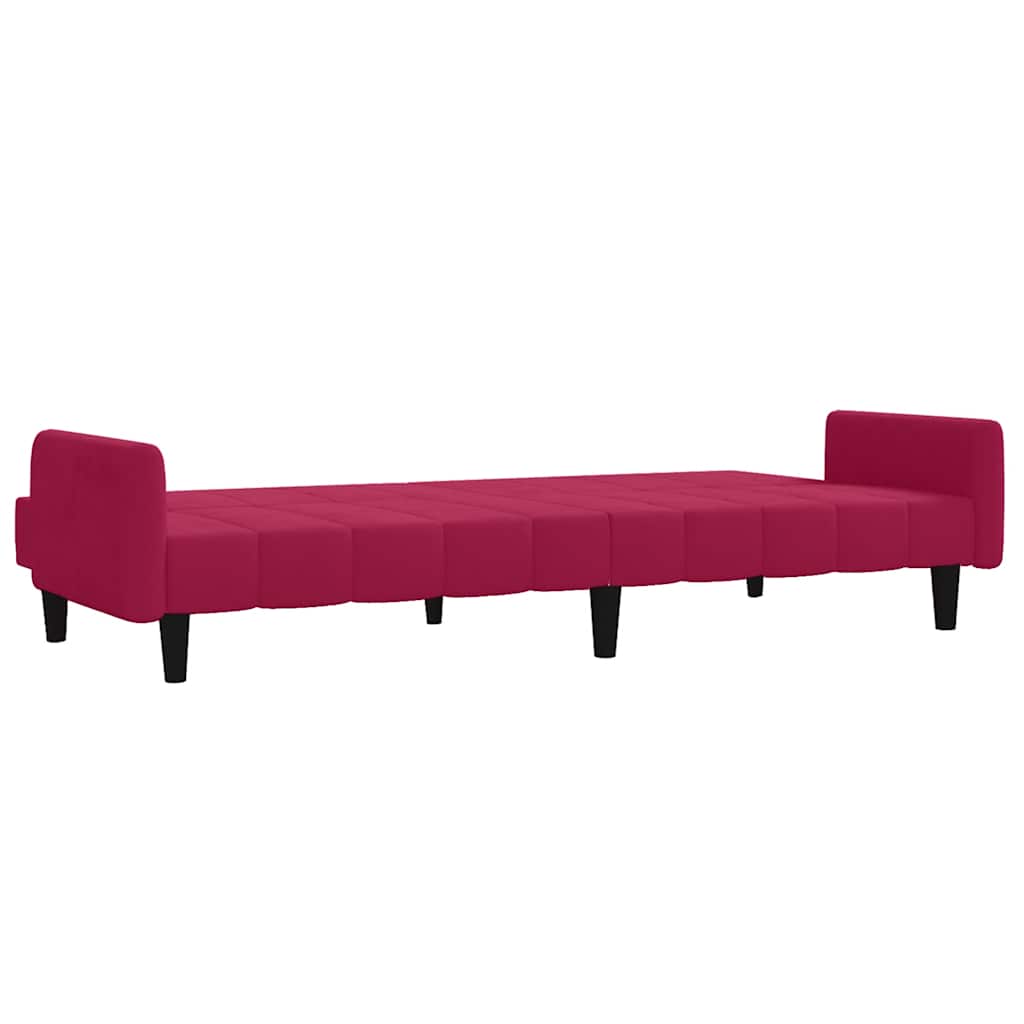 Schlafsofa 2-Sitzer Weinrot Samt