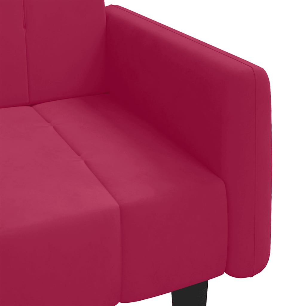 Schlafsofa 2-Sitzer Weinrot Samt