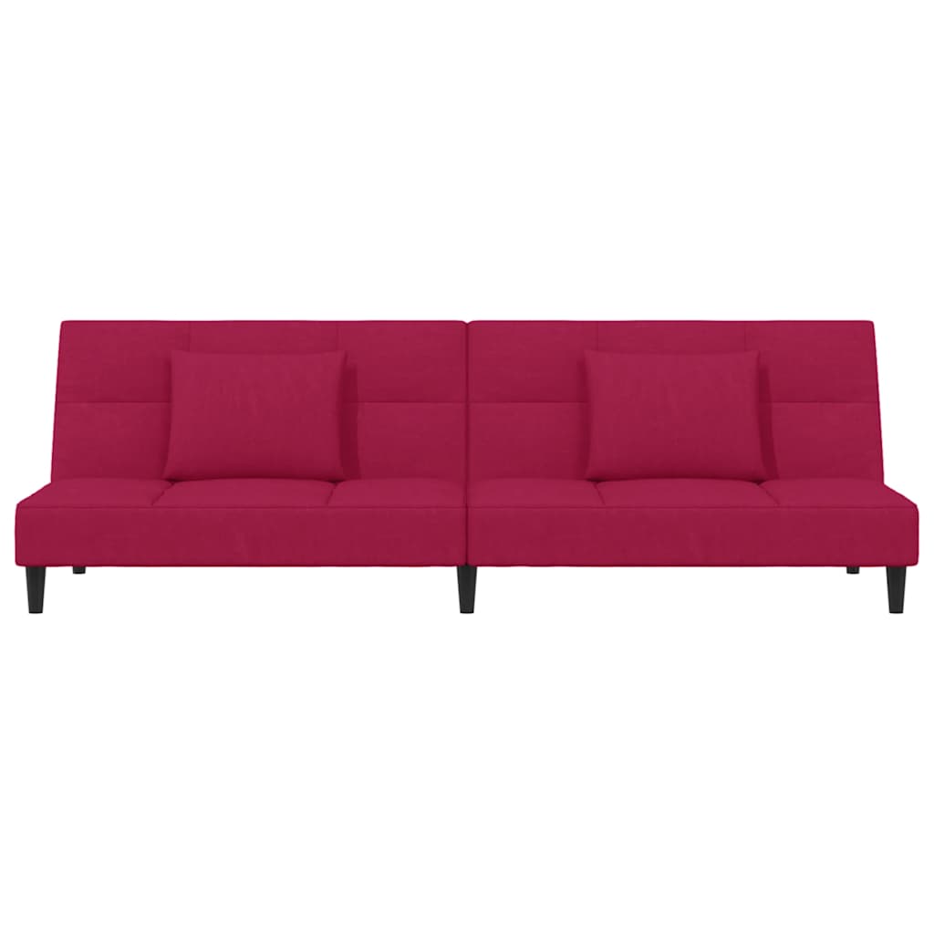 Schlafsofa 2-Sitzer mit 2 Kissen Weinrot Samt