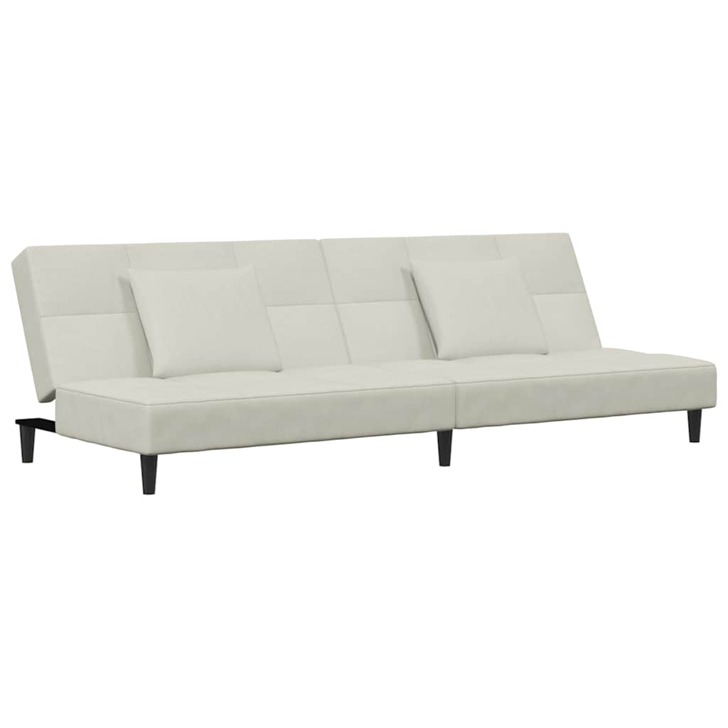 Schlafsofa 2-Sitzer mit 2 Kissen Creme Samt