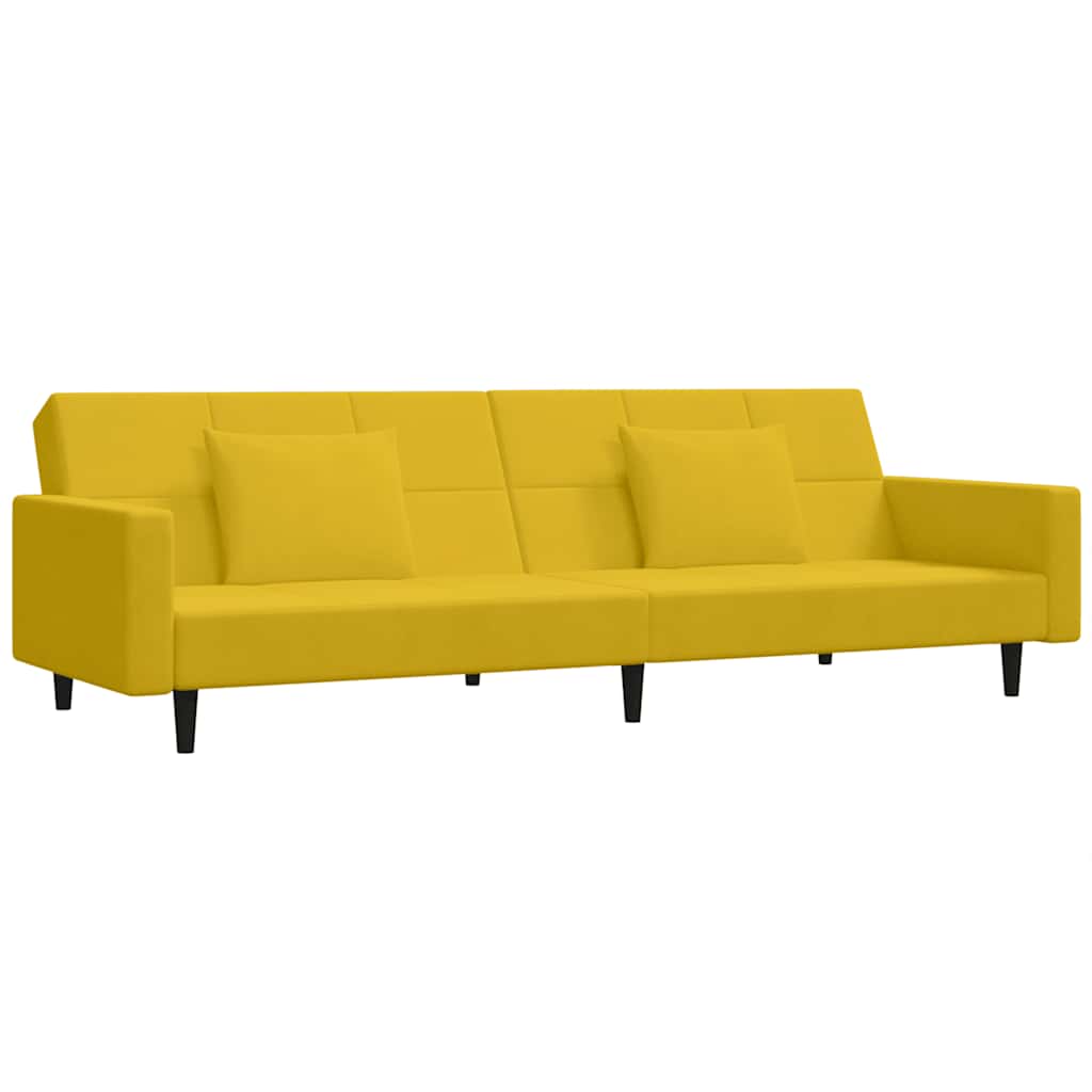 Schlafsofa 2-Sitzer mit 2 Kissen Gelb Samt