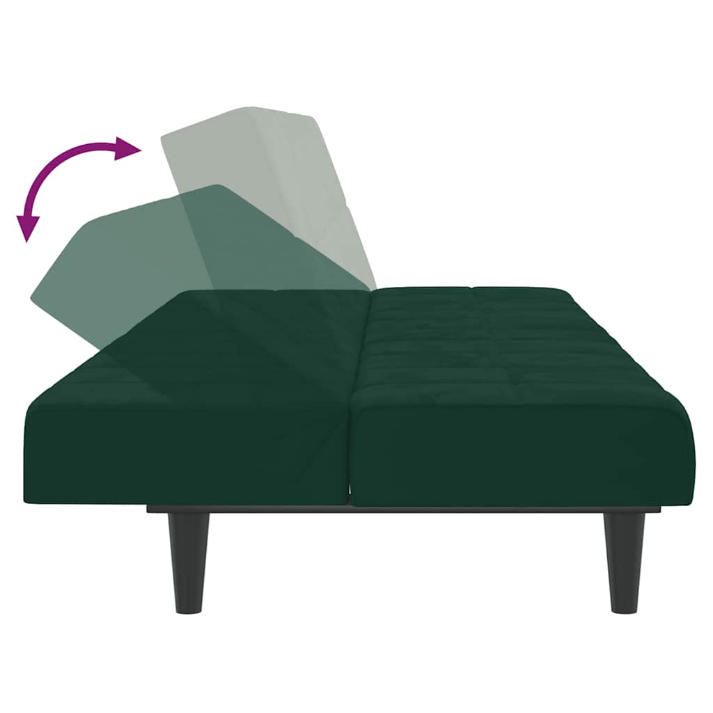 Schlafsofa 2-Sitzer Dunkelgrün Samt