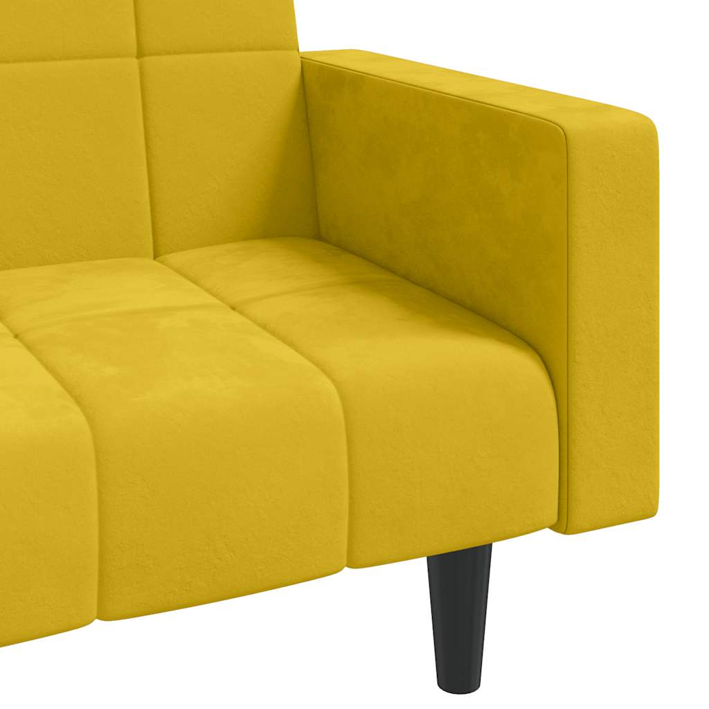 Schlafsofa 2-Sitzer mit 2 Kissen Gelb Samt