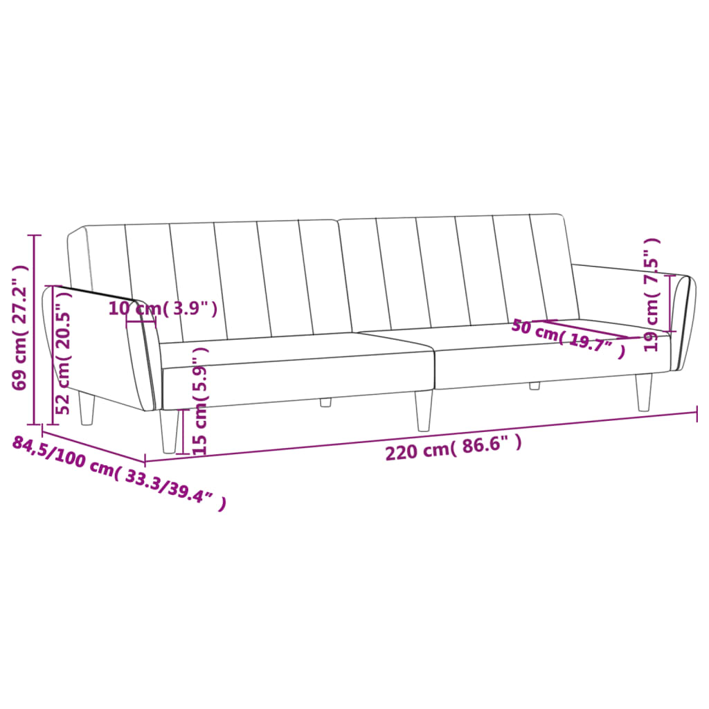 Schlafsofa 2-Sitzer Schwarz Samt