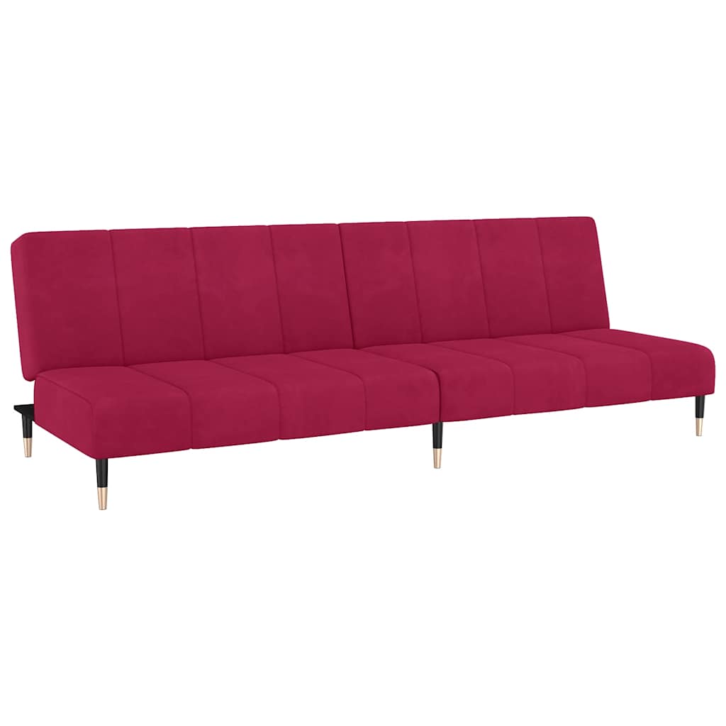 Schlafsofa 2-Sitzer Weinrot Samt