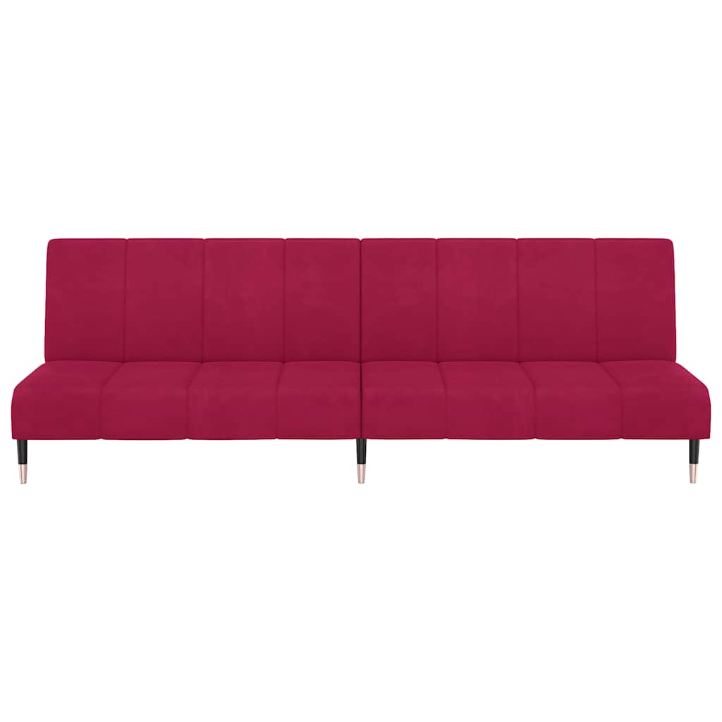Schlafsofa 2-Sitzer Weinrot Samt