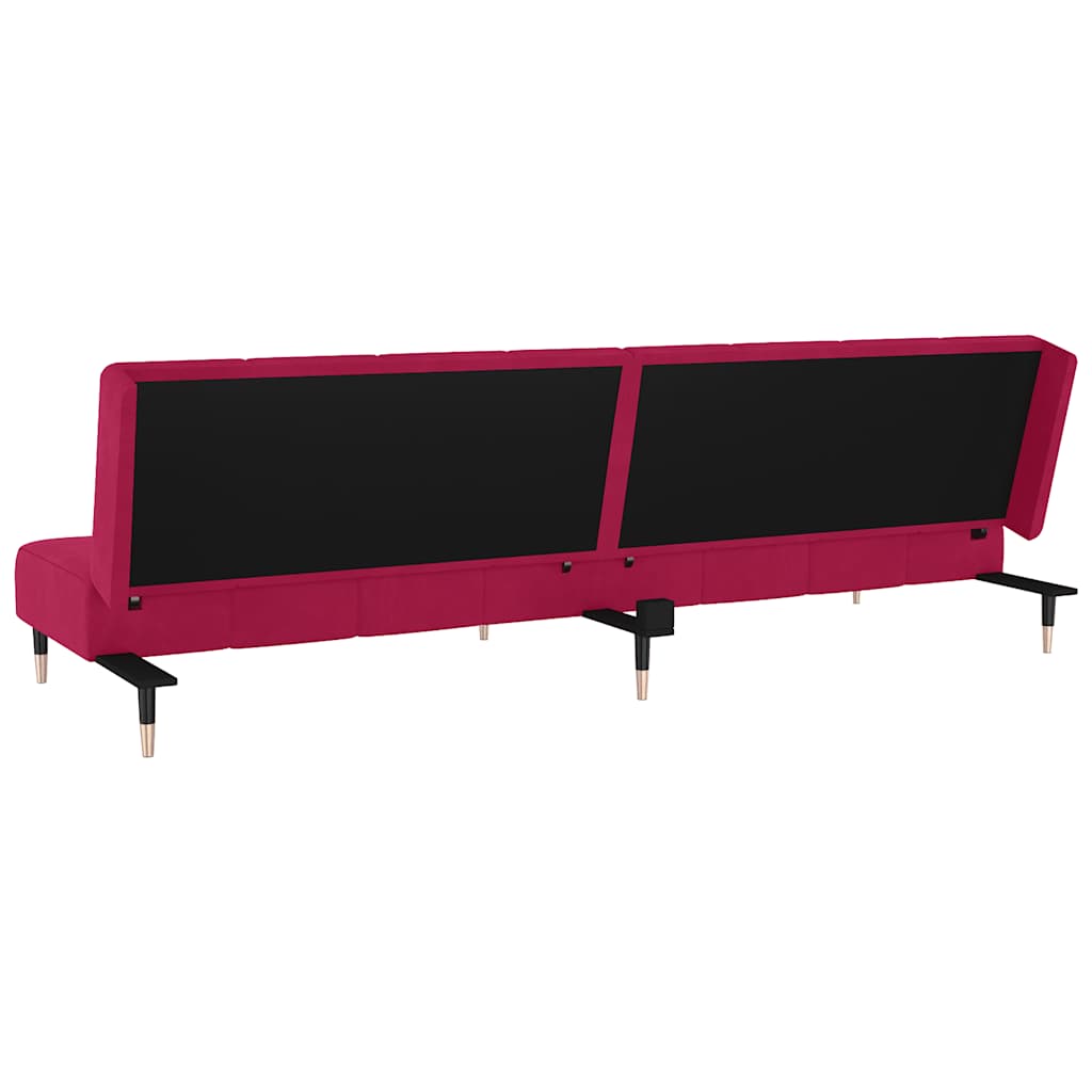 Schlafsofa 2-Sitzer Weinrot Samt