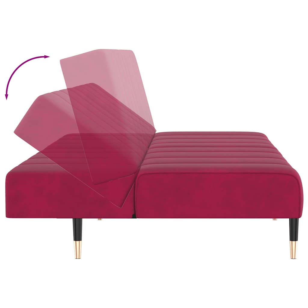 Schlafsofa 2-Sitzer Weinrot Samt
