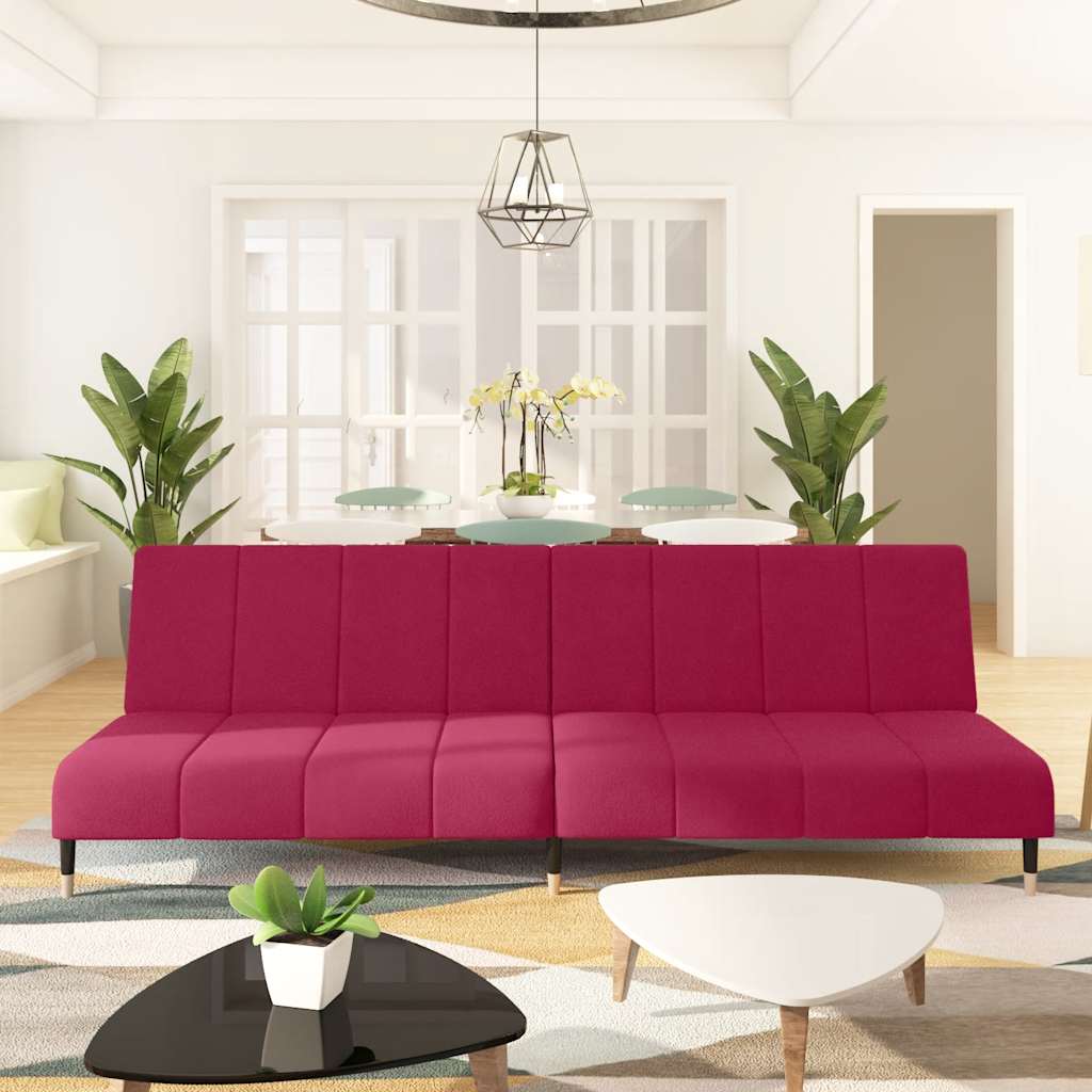 Schlafsofa 2-Sitzer Weinrot Samt