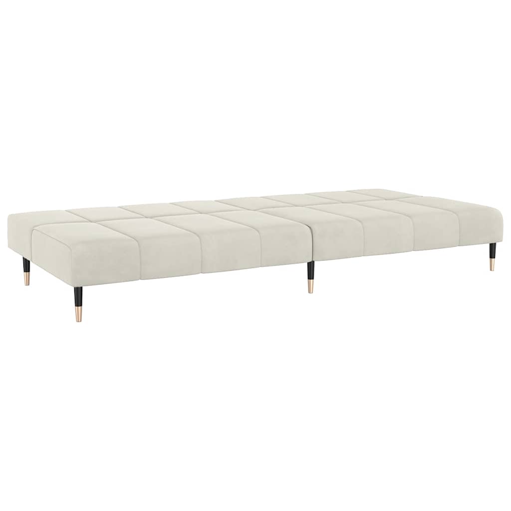Schlafsofa 2-Sitzer Creme Samt