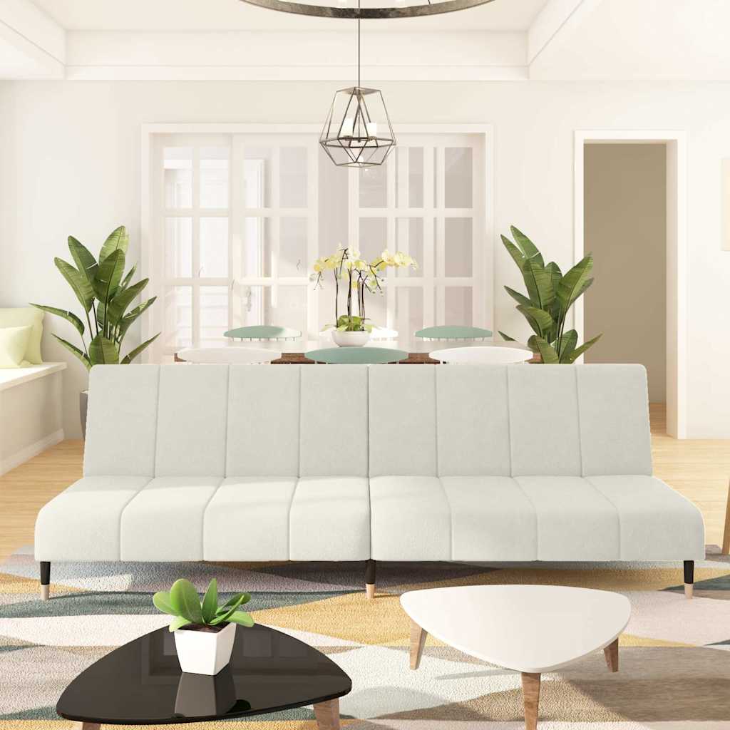 Schlafsofa 2-Sitzer Creme Samt