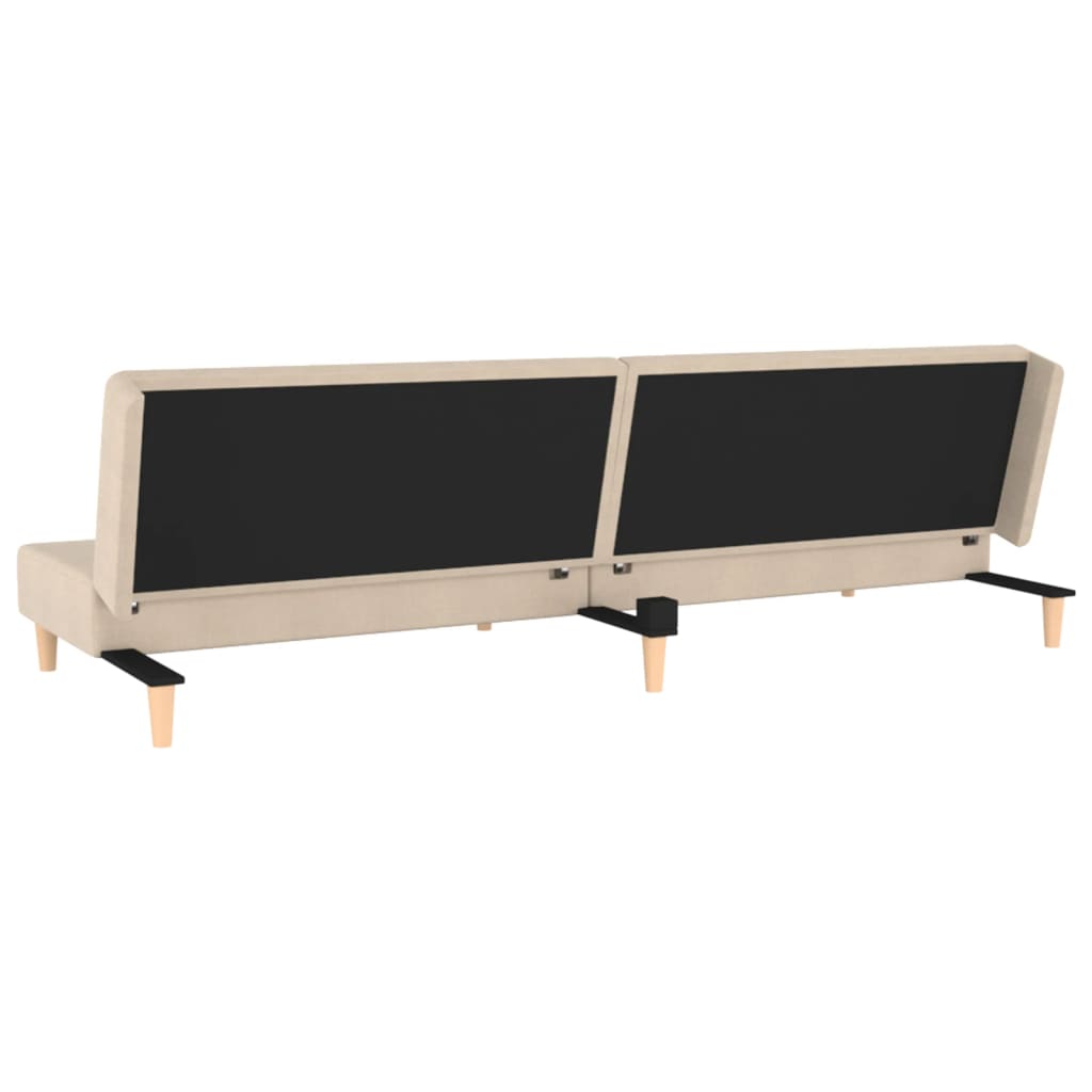 Schlafsofa 2-Sitzer mit 2 Kissen Creme Stoff