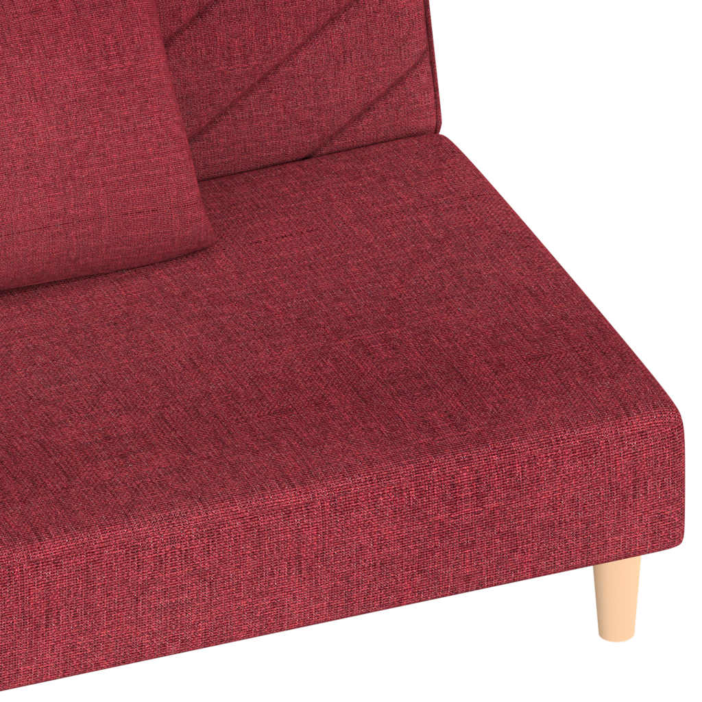 Schlafsofa 2-Sitzer mit 2 Kissen Weinrot Stoff