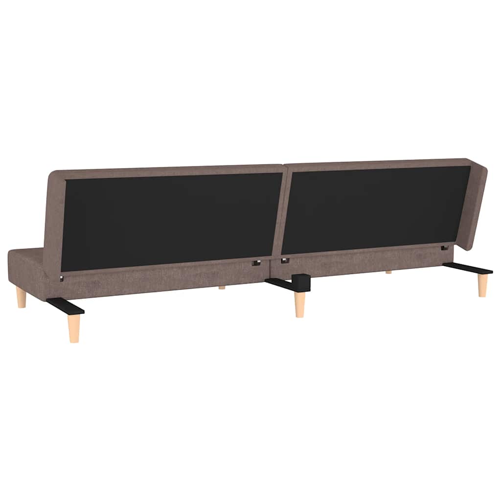 Schlafsofa 2-Sitzer mit 2 Kissen Taupe Stoff