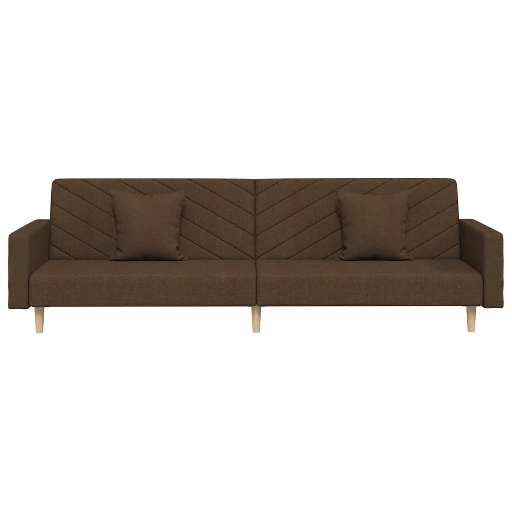 Schlafsofa 2-Sitzer mit 2 Kissen Braun Stoff