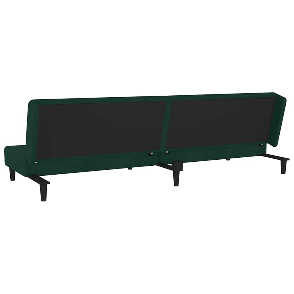 Schlafsofa 2-Sitzer mit 2 Kissen Dunkelgrün Samt