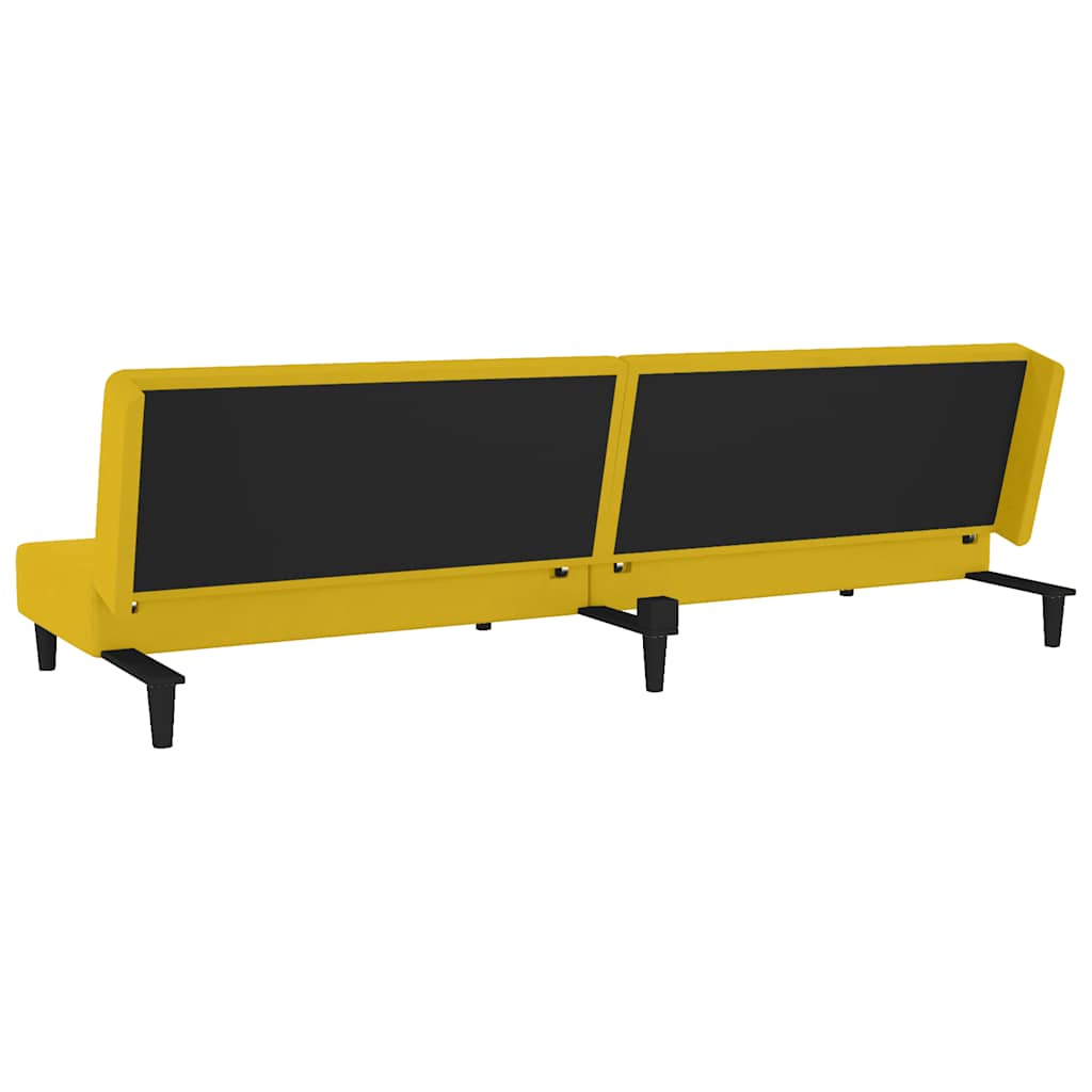 Schlafsofa 2-Sitzer mit 2 Kissen Gelb Samt
