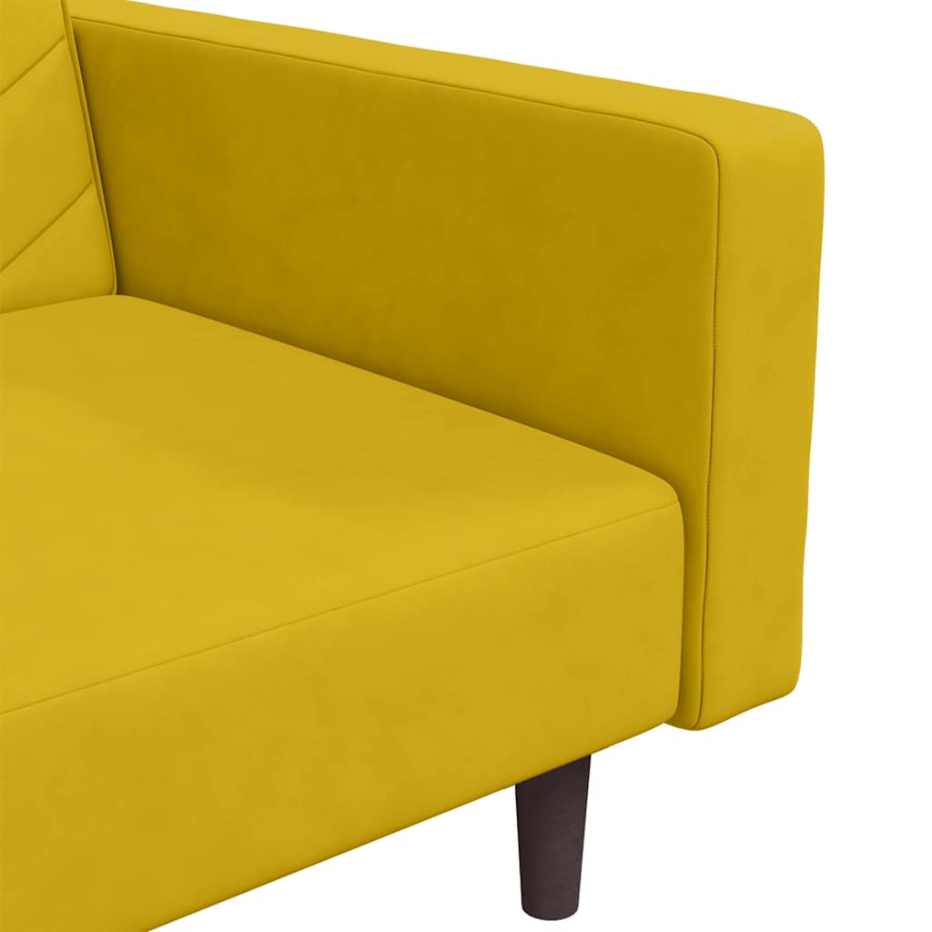 Schlafsofa 2-Sitzer mit 2 Kissen Gelb Samt