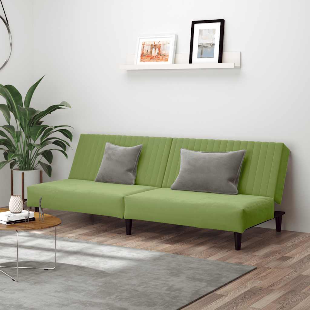 Schlafsofa 2-Sitzer Hellgrün Samt
