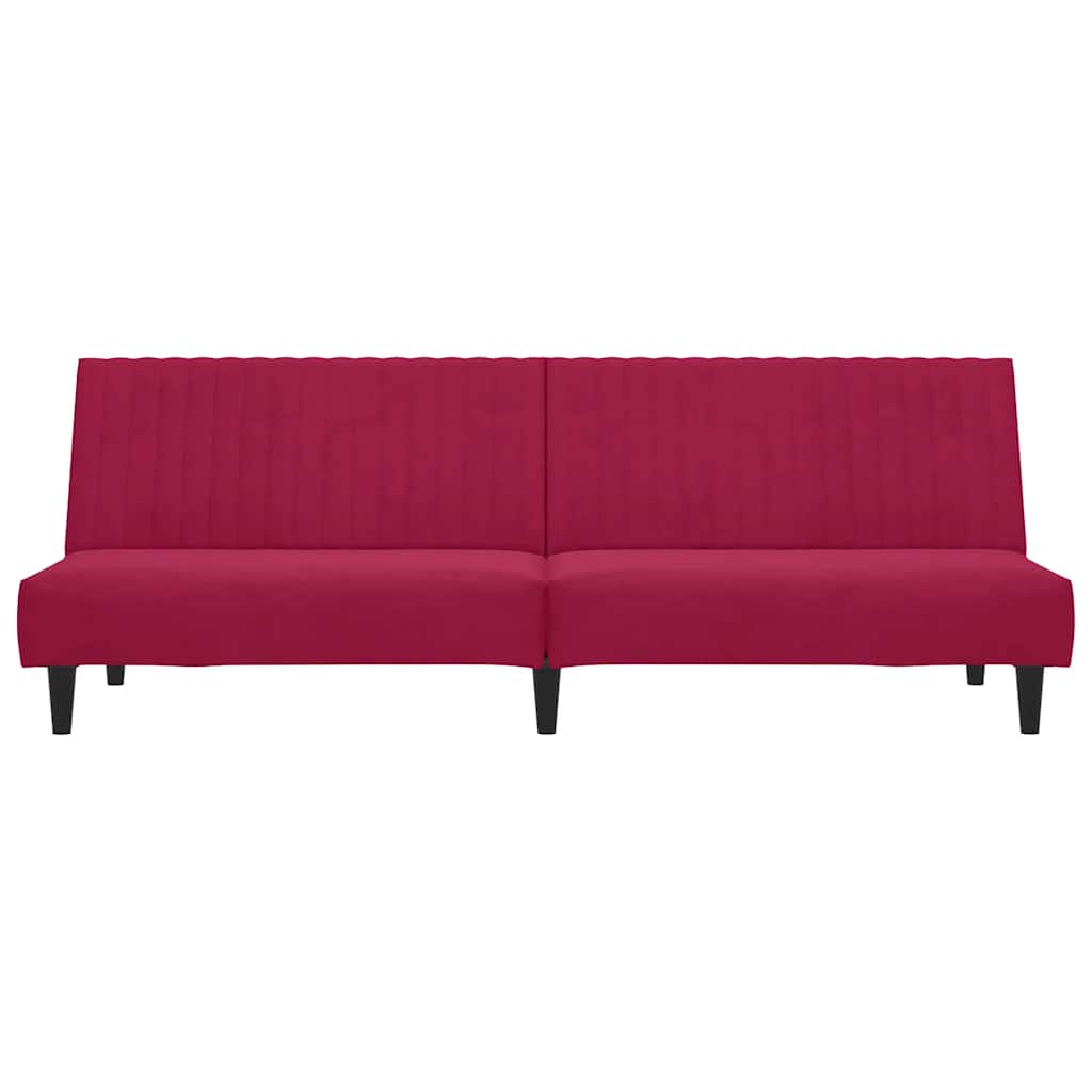 Schlafsofa 2-Sitzer Weinrot Samt