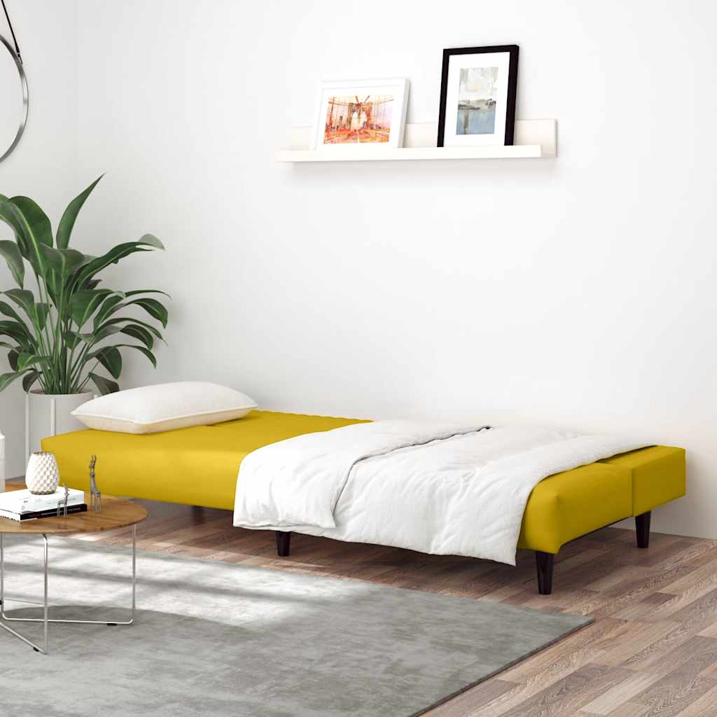 Schlafsofa 2-Sitzer Gelb Samt
