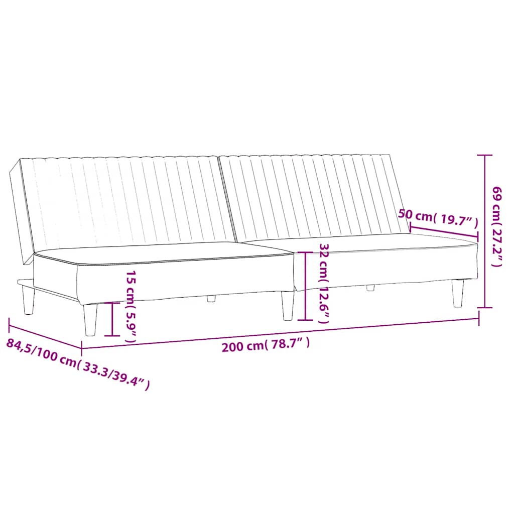 Schlafsofa 2-Sitzer Gelb Samt