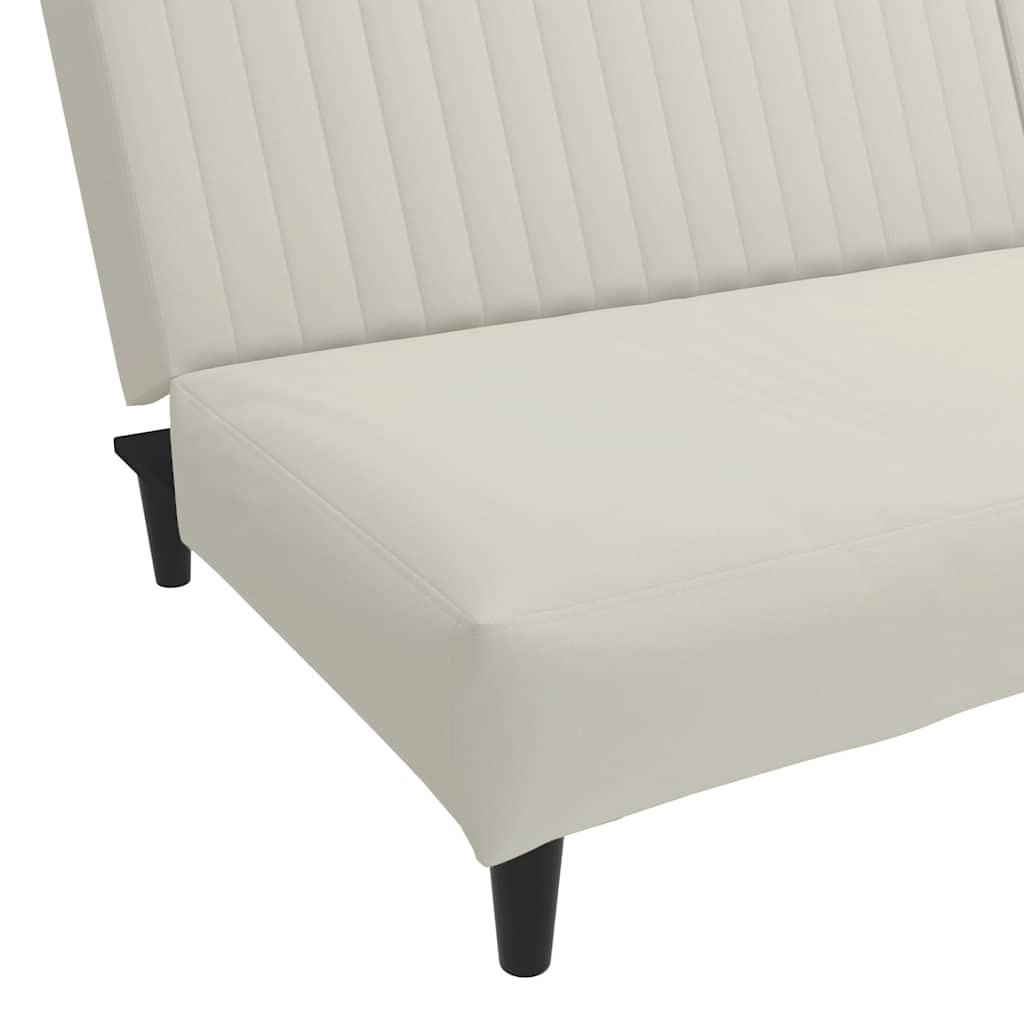 Schlafsofa 2-Sitzer Creme Samt