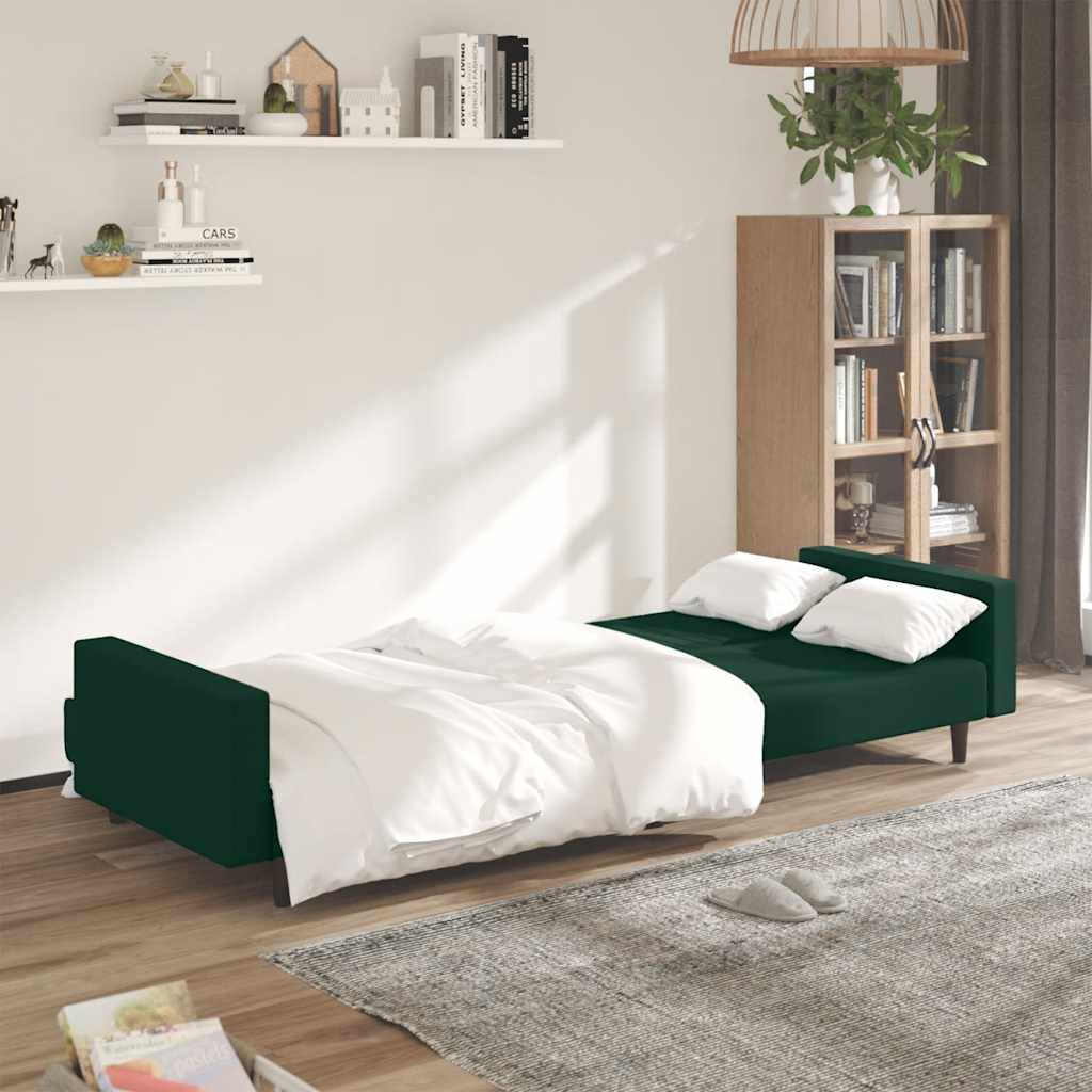 Schlafsofa 2-Sitzer Dunkelgrün Samt