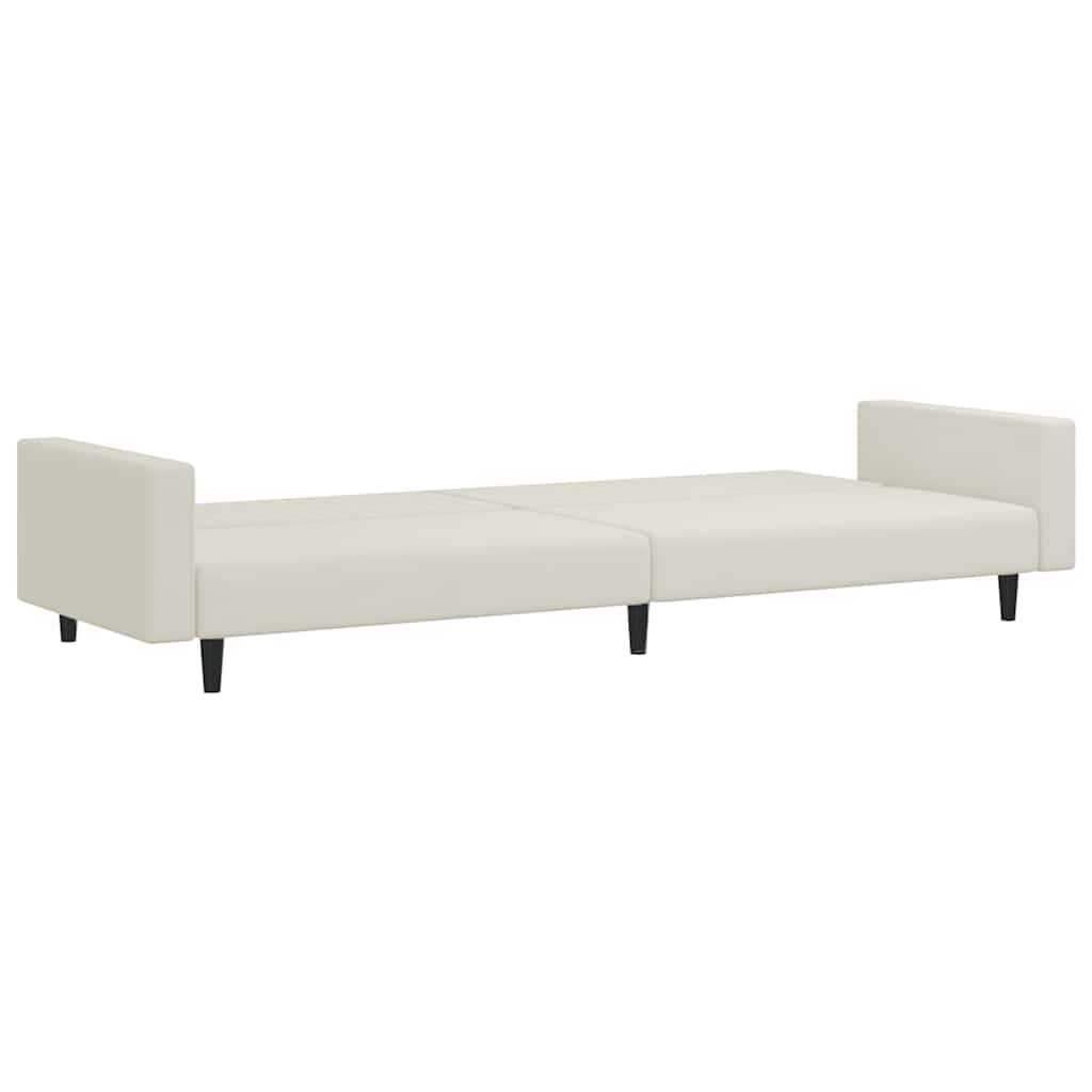 Schlafsofa 2-Sitzer Creme Samt