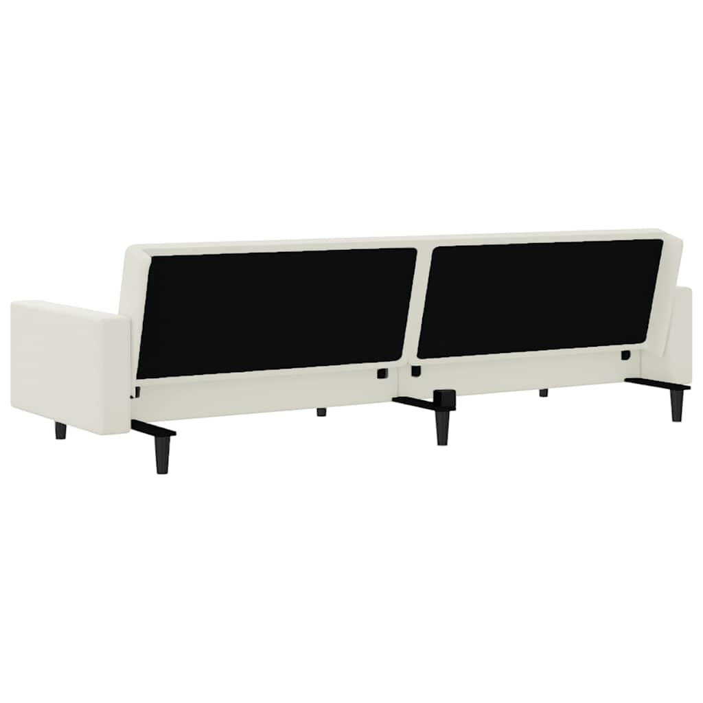 Schlafsofa 2-Sitzer Creme Samt