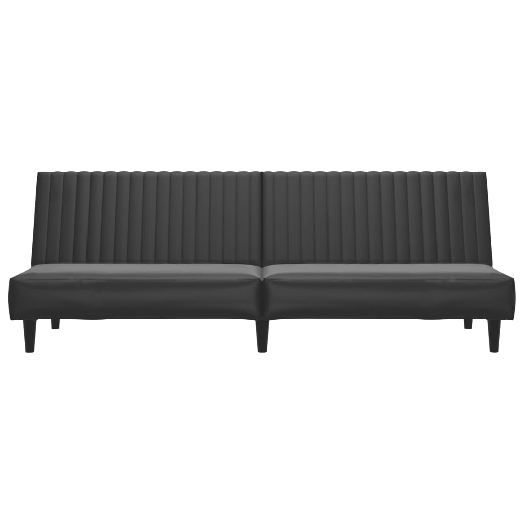Schlafsofa 2-Sitzer Schwarz Kunstleder