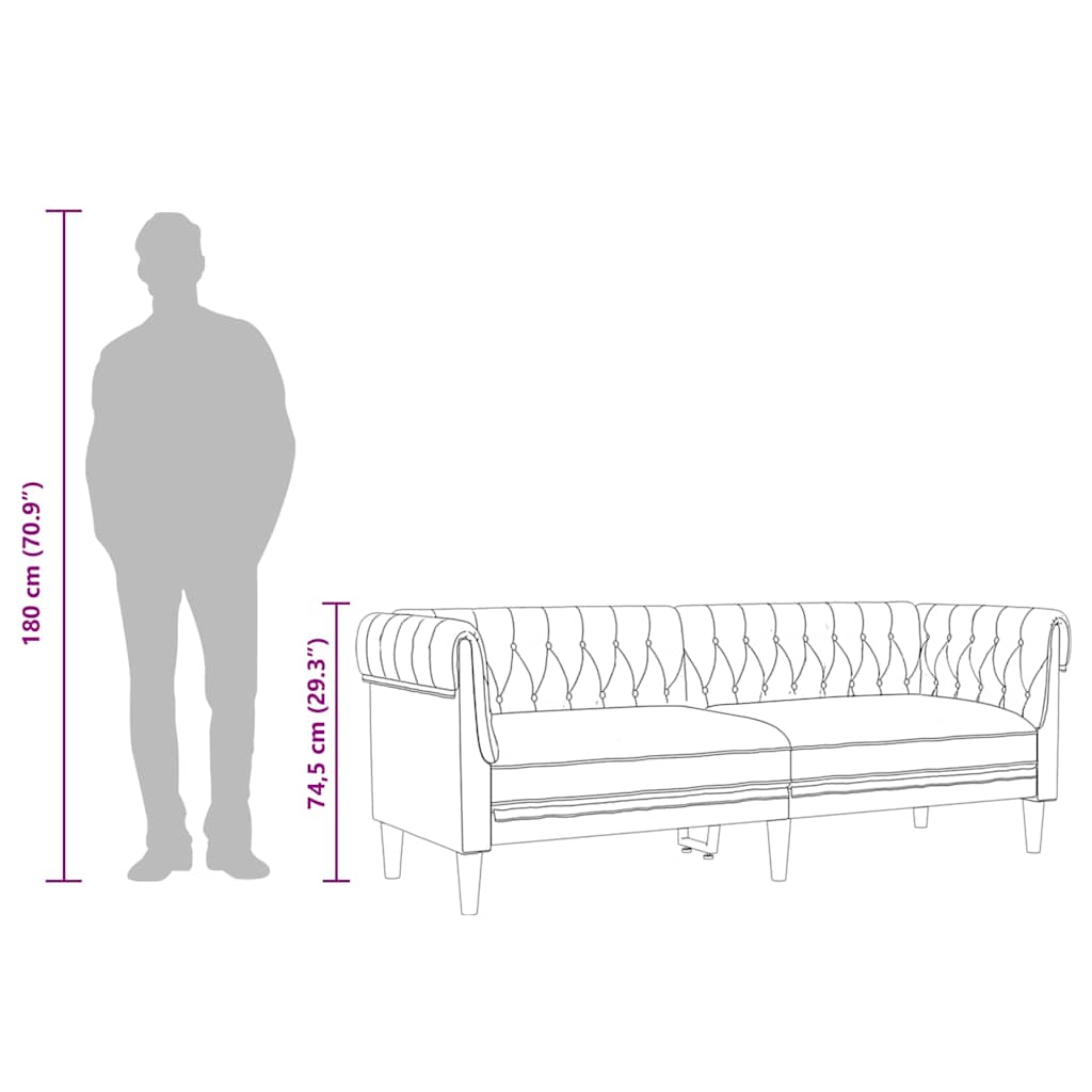 Chesterfield-Sofa 3-Sitzer Taupe Stoff