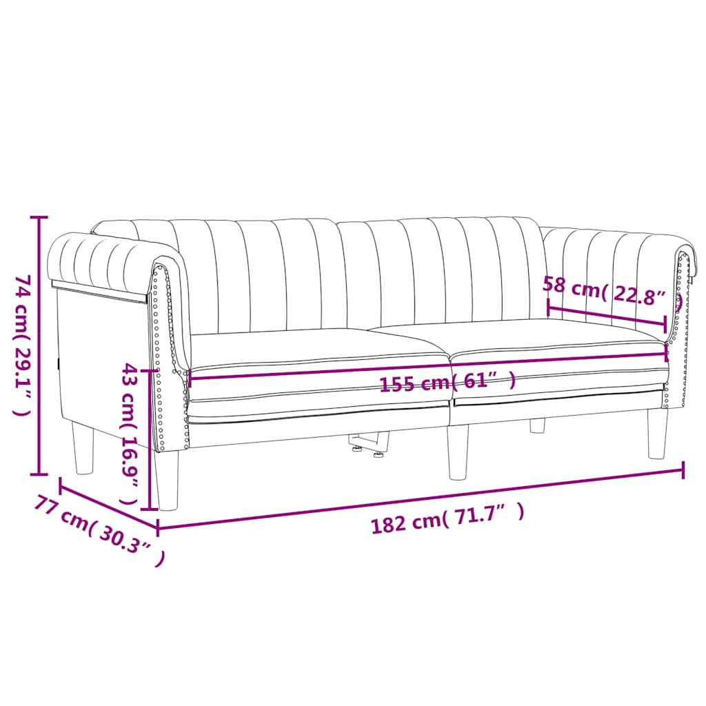 Sofa 2-Sitzer Dunkelgrün Samt