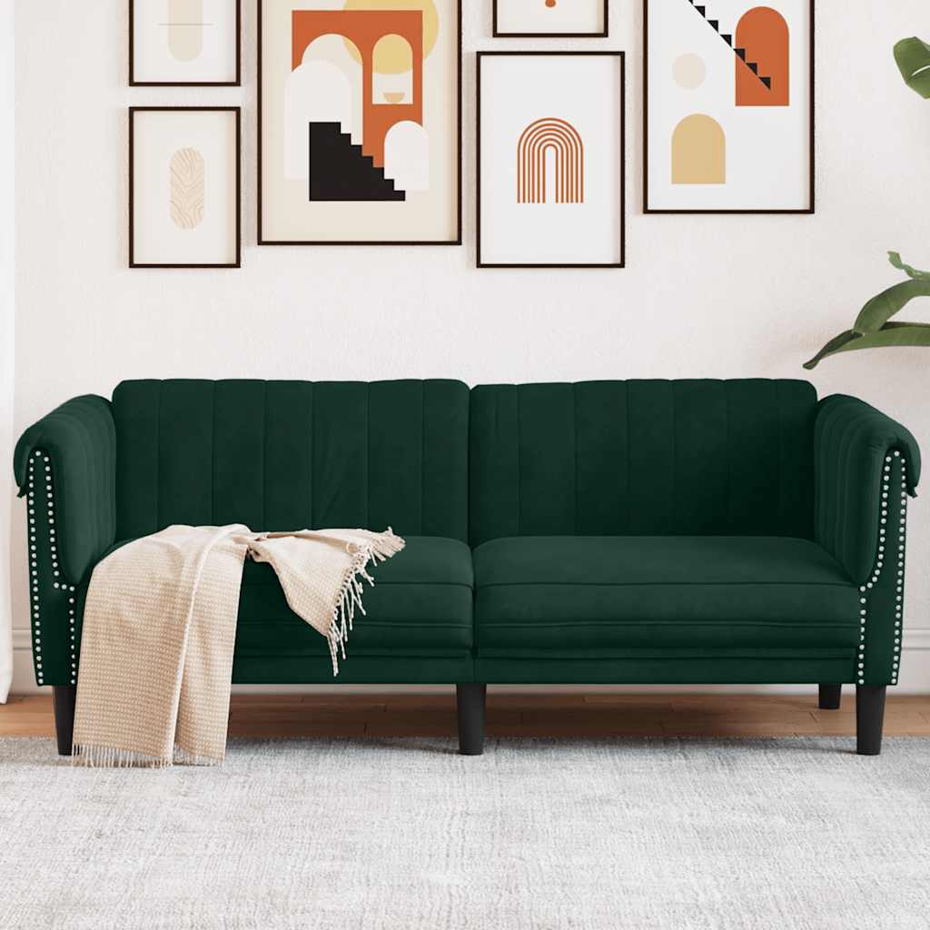 Sofa 2-Sitzer Dunkelgrün Samt