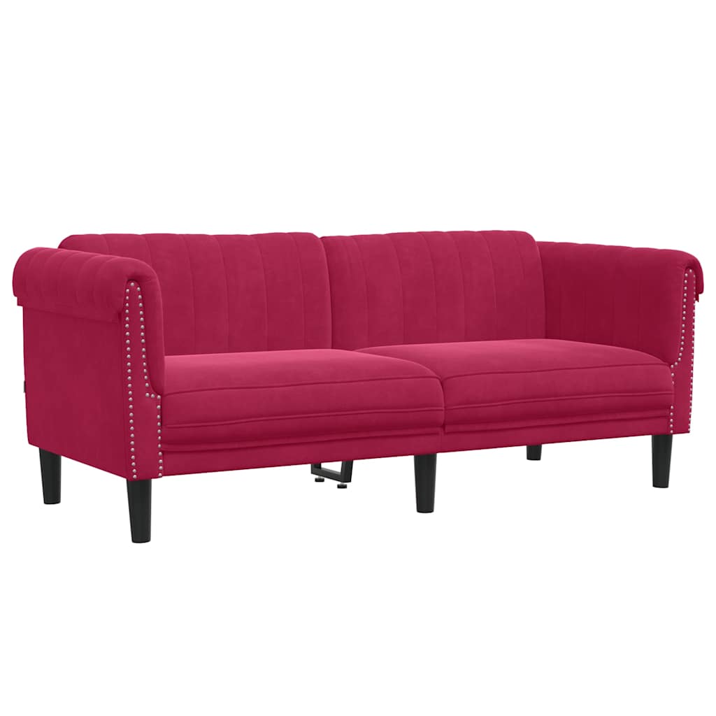 Sofa 2-Sitzer Weinrot Samt