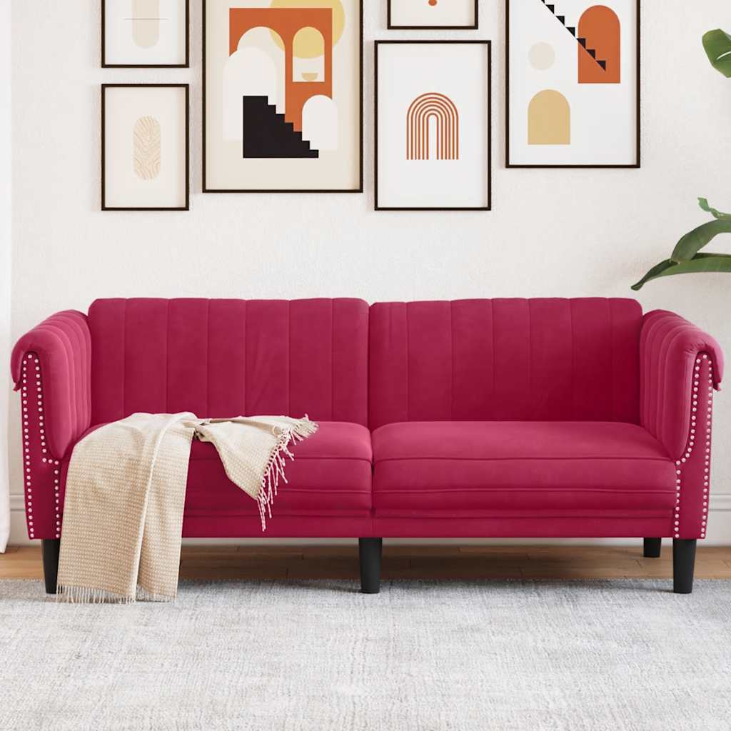 Sofa 2-Sitzer Weinrot Samt
