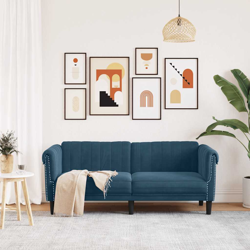 Sofa 2-Sitzer Blau Samt