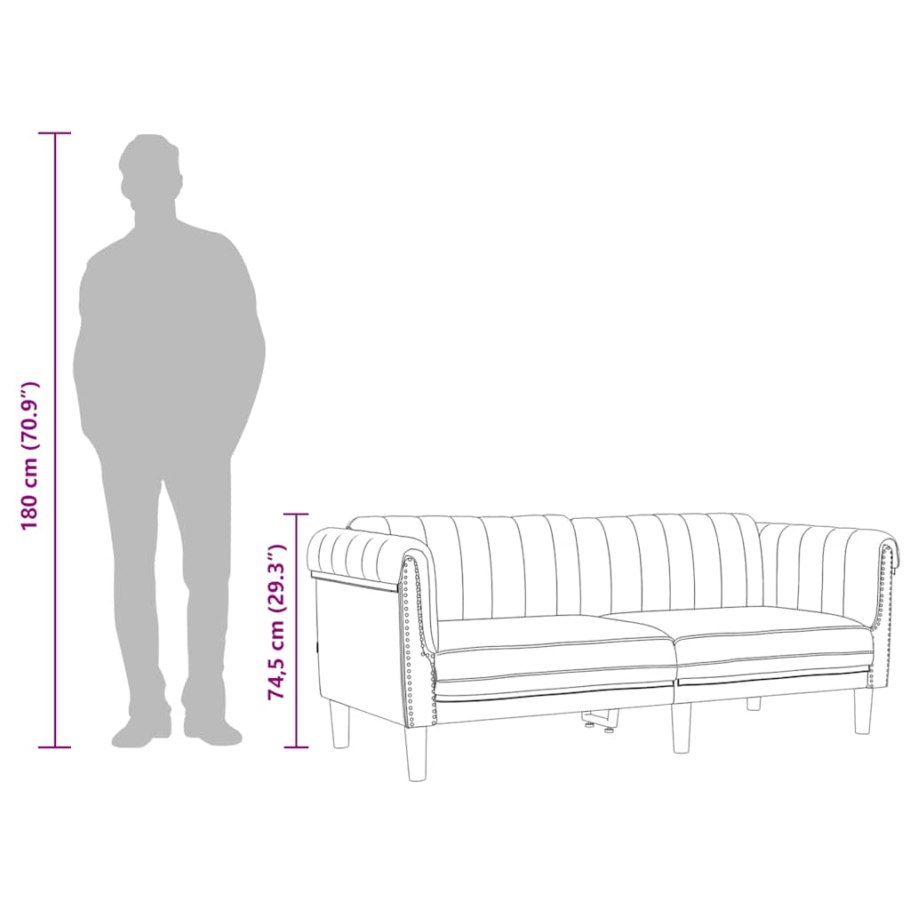 Sofa 3-Sitzer Dunkelgrau Samt